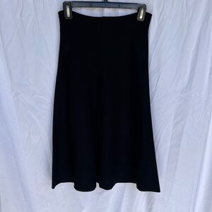 Milly knit midi cady pencil flare skirt solid black womens size small